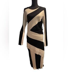 NWT Absolutely Famous Black and Cream Asymmetrical Dress